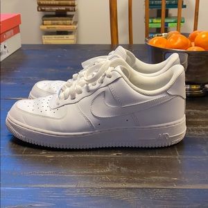 Triple white Air Force 1s